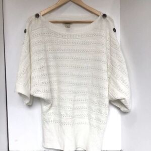 VERTIGO PARIS Angora Sweater White Buttons Medium